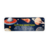 Outer Space First Birthday Return Address Etiket (Voorkant)