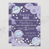 outer space First Trip 1st birthday boy Kaart (Voorkant / Achterkant)