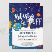 Outer Space First Trip Around the Sun 1st Birthday Kaart (Voorkant / Achterkant)