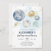 Outer Space First Trip Around the Sun 1st Birthday Kaart (Voorkant)