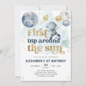 Outer Space First Trip Around the Sun 1st Birthday Kaart (Voorkant)