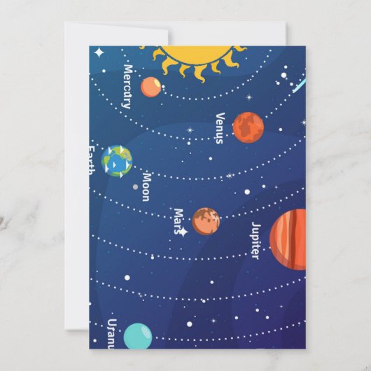 Outer Space First Trip Around the Sun 1st Birthday Kaart (Achterkant)