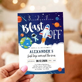 Outer Space First Trip Around the Sun 1st Birthday Kaart