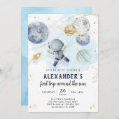 Outer Space First Trip Around the Sun 1st Birthday Kaart (Voorkant / Achterkant)