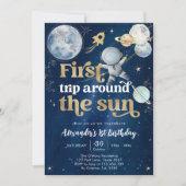 Outer Space First Trip Around the Sun 1st Birthday Kaart (Voorkant)