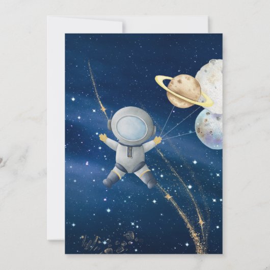 Outer Space First Trip Around the Sun 1st Birthday Kaart (Achterkant)