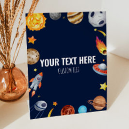 Outer Space Galaxy Aangepaste Tekst Tafel Partij T Reclamebord Met Voetstuk