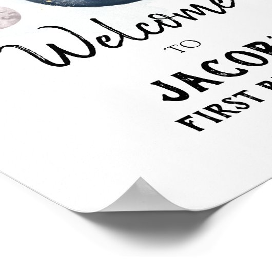 Outer Space Galaxy Astronaut Boy Birthday Welkom Poster (Hoek)