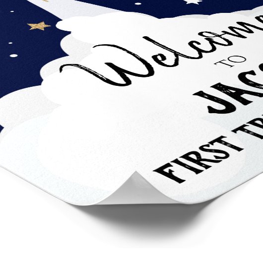 Outer Space Galaxy Astronaut Boy Birthday Welkom Poster (Hoek)