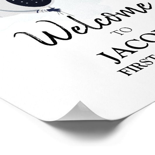 Outer Space Galaxy Astronaut Boy Birthday Welkom Poster (Hoek)