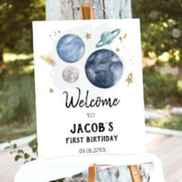 Outer Space Galaxy Astronaut Boy Birthday Welkom Poster