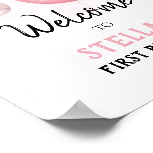 Outer Space Galaxy Astronaut Girl Birthday Welkom Poster (Hoek)