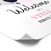 Outer Space Galaxy Astronaut Girl Birthday Welkom Poster (Hoek)