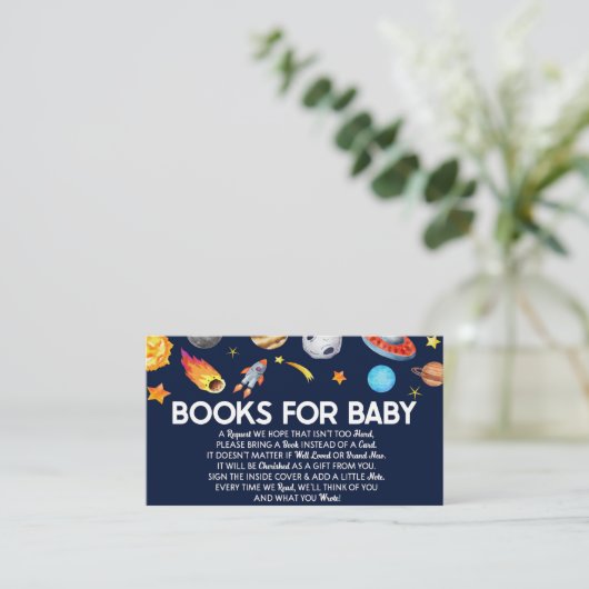 Outer Space Galaxy Baby shower boeken voor Baby Ka Informatiekaartje (Staand voorkant)