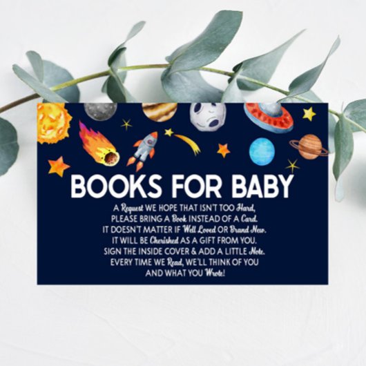 Outer Space Galaxy Baby shower boeken voor Baby Ka Informatiekaartje