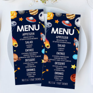 Outer Space Galaxy Baby shower Voedsel Menu