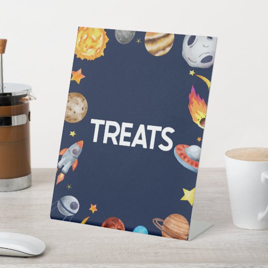 Outer Space Galaxy behandelt snoep tafel party tek Reclamebord Met Voetstuk (Insitu)