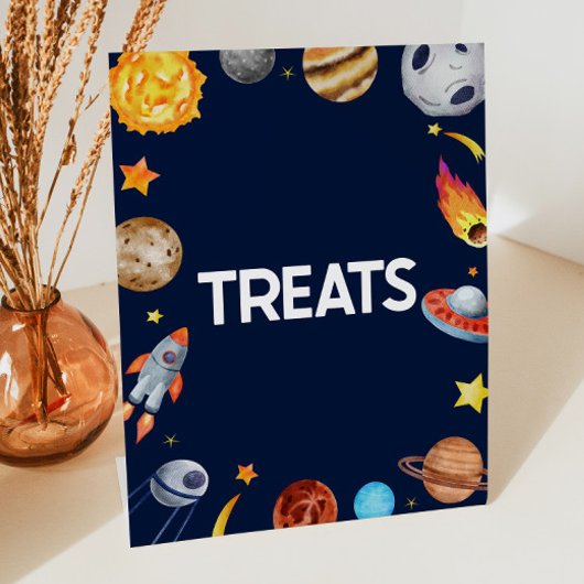 Outer Space Galaxy behandelt snoep tafel party tek Reclamebord Met Voetstuk
