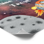 Outer Space Galaxy Birthday Party Sign Poster (Hoek)