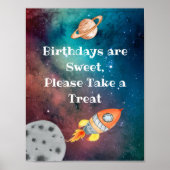 Outer Space Galaxy Birthday Party Sign Poster (Voorkant)