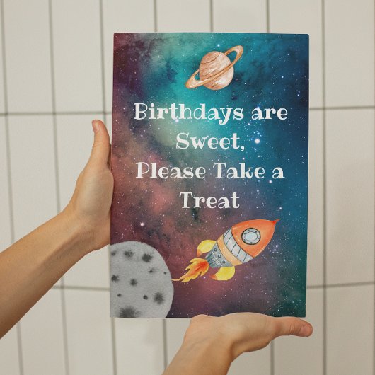 Outer Space Galaxy Birthday Party Sign Poster