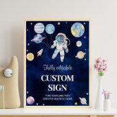 Outer Space Galaxy Boy Verjaardagsfeesttafel Teken Poster