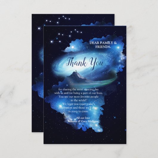 Outer Space Galaxy dank je wel kaart (Voorkant / Achterkant)