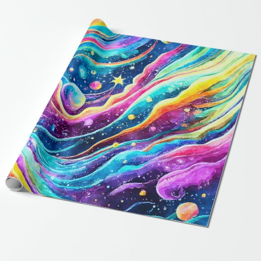 OUTER SPACE | GALAXY DESIGN CADEAUPAPIER (Uitgerold)
