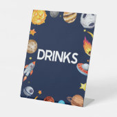 Outer Space Galaxy Drinken Drink Tafel Party Sign Reclamebord Met Voetstuk (Voorkant)