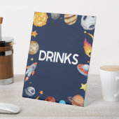 Outer Space Galaxy Drinken Drink Tafel Party Sign Reclamebord Met Voetstuk (Insitu)