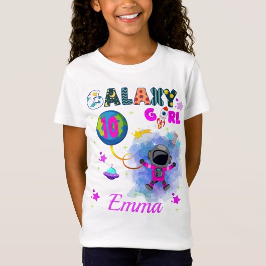 Outer Space Galaxy Girl Birthday Party T-shirt (Voorkant)