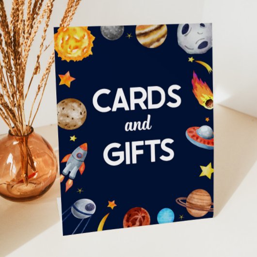 Outer Space Galaxy Kaarten en geschenken Party Sig Reclamebord Met Voetstuk