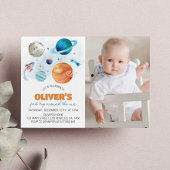 Outer Space Galaxy Party Boy 1e Verjaardag Kaart