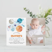 Outer Space Galaxy Party Boy 1e Verjaardag Kaart (Staand voorkant)