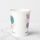 Outer Space Galaxy Planet Girl 1ste verjaardag Papieren Bekers (Rechts)