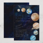Outer Space Galaxy Planets 5e verjaardagsfeestje Kaart (Voorkant / Achterkant)