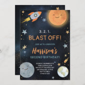 Outer Space Galaxy Planets Verjaardag Uitnodiging (Voorkant / Achterkant)