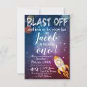 Outer Space Galaxy Rocket Ship 1e verjaardag Kaart (Voorkant)