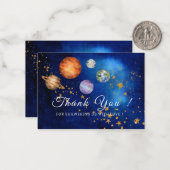 Outer Space Galaxy Starry baby shower dank u Notitiekaartje (Voorkant / Achterkant in situ)