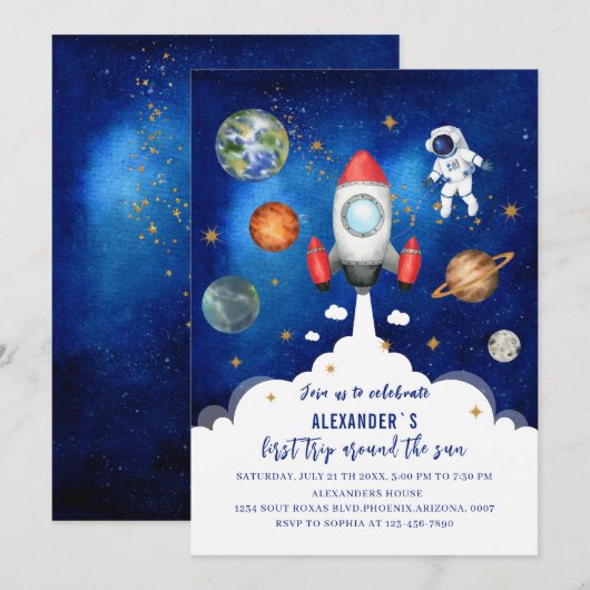 Outer Space Galaxy Starry eerst vieren baby sho Kaart (Voorkant / Achterkant)