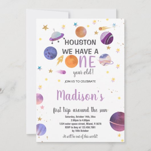 Outer Space Galaxy-thema voor meisjes Kaart (Voorkant)