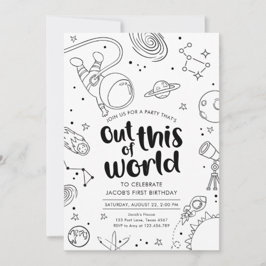 Outer Space Galaxy Uit deze World Boy Verjaardag Kaart (Voorkant)