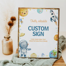 Outer Space Galaxy Verjaardag Tafel Teken Eerste r