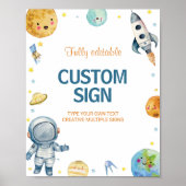 Outer Space Galaxy Verjaardag Tafel Teken Eerste r Poster (Voorkant)