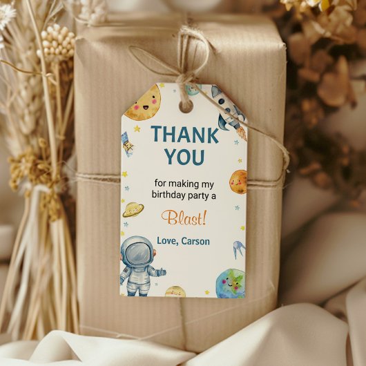 Outer Space Galaxy Verjaardagsfeestje Dank u Label Cadeaulabel