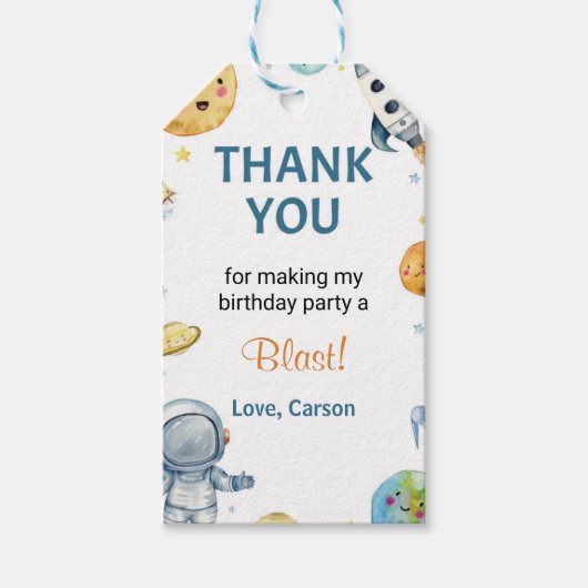 Outer Space Galaxy Verjaardagsfeestje Dank u Label Cadeaulabel (Voorkant)