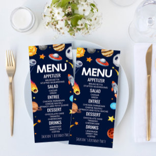 Outer Space Galaxy Verjaardagsfeestje Voedsel Menu
