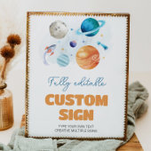 Outer Space Galaxy Verjaardagsfeesttafel Teken Poster