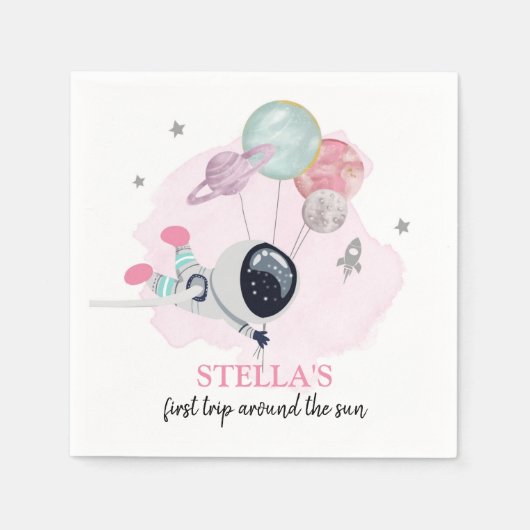 Outer Space Girl 1ste reis rond de zondag Servet (Voorkant)