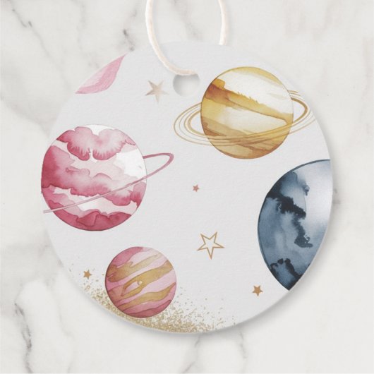 Outer Space Girl Verjaardag Galaxy Sterren Planete Bedankjes Labels (Achterkant)